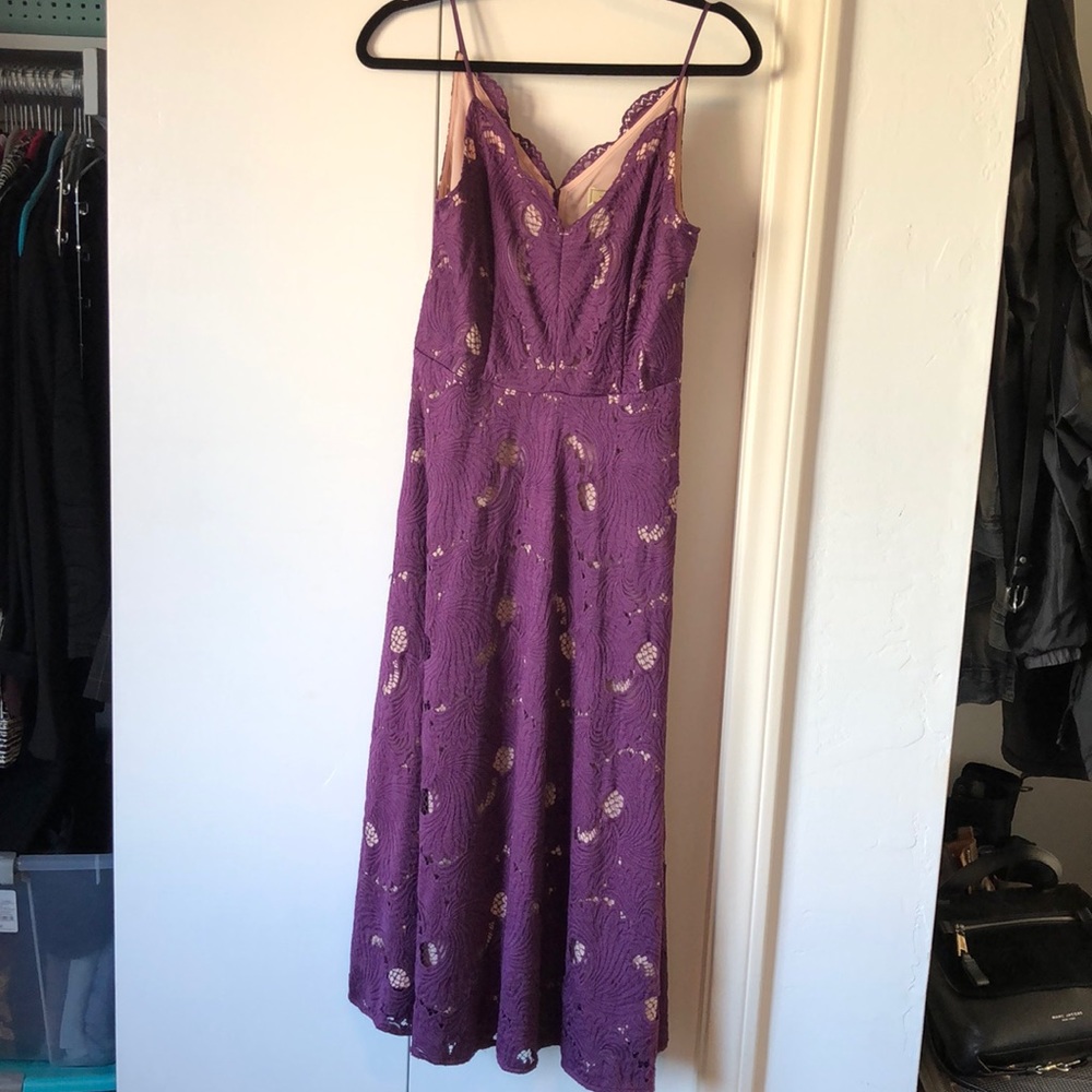 Anthropologie Purple Lace Detail Dress